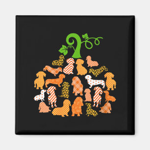 Womens Dachshund Pumpkin Shape Plaid Leopard Dog Magnet