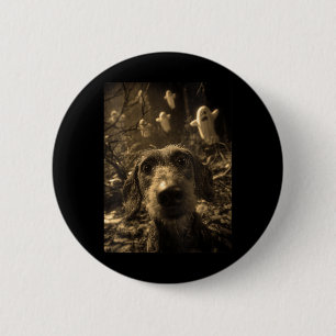 Womens Dachshund Selfie With Ghosts Haunted Forest 6 Cm Round Badge