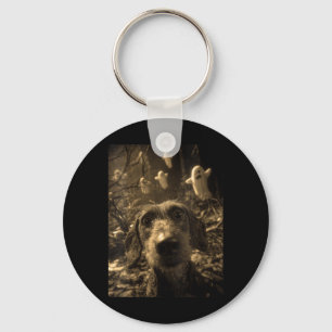 Womens Dachshund Selfie With Ghosts Haunted Forest Key Ring