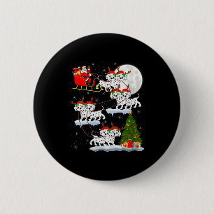 Womens Dalmatian Dog Santa Sleigh Flying Funny Mag 6 Cm Round Badge