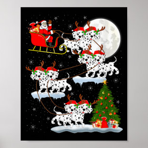 Womens Dalmatian Dog Santa Sleigh Flying Funny Mag Poster