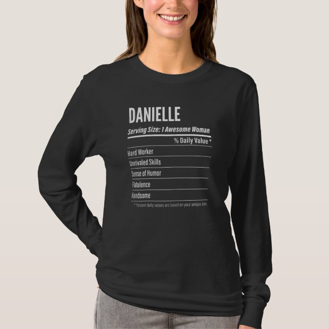 Womens Danielle  Nutritional Facts Serving Size Ca T-Shirt (Front)