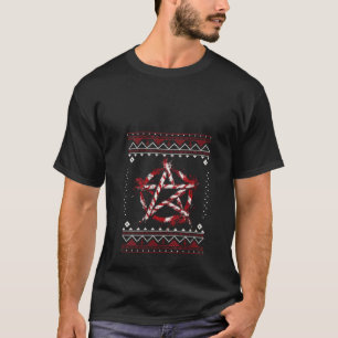 Womens Dark Christmas Candy Cane Pentagram Ugly Sw T-Shirt