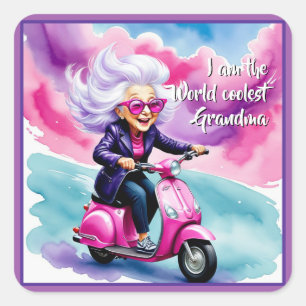 Women's Day Card - Funny Caricature 2 + your text Square Sticker