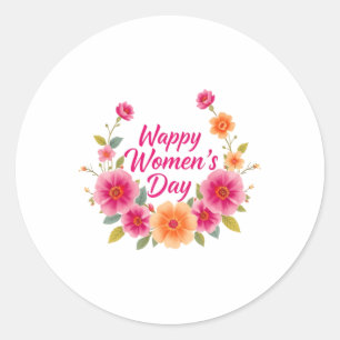 Women's Day Floral Art – Empowerment Celebration D Classic Round Sticker