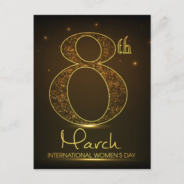 Women's day in  black and gold postcard (Front)
