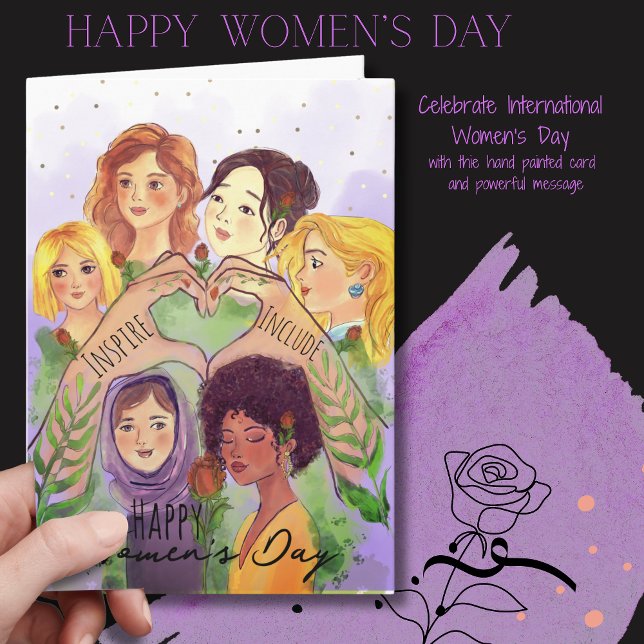 Women's Day Purple Watercolor Card | Give to Gain (Women's Day Purple Watercolor Card  Give to Gain)