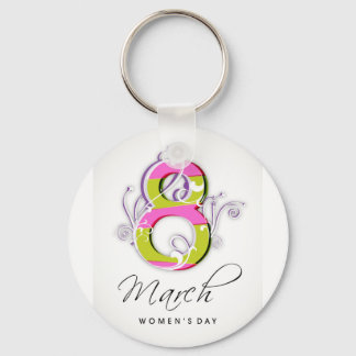 Women's day with flowery number 8 key ring