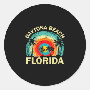 Women's daytona beach florida retro summer classic round sticker
