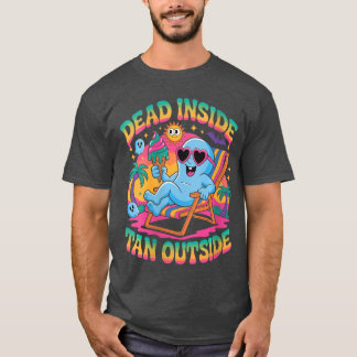 Womens Dead Inside Tan Outside Funny Ghost Summerw T-Shirt