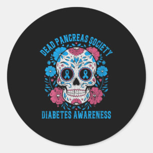 Womens Dead Pancreas Society Diabetes Awareness V- Classic Round Sticker