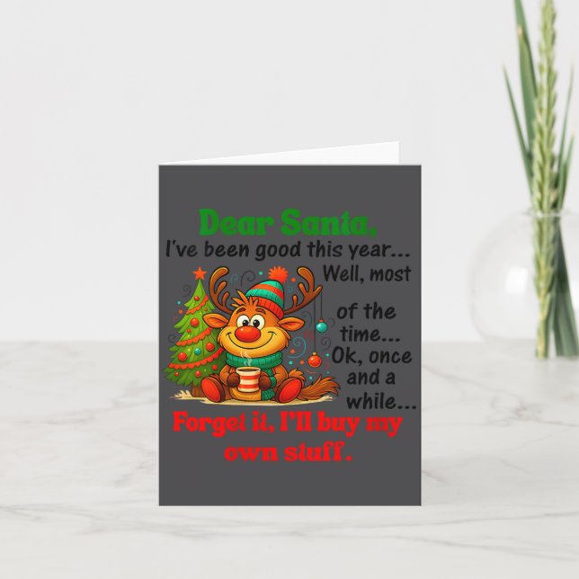 Womens Dear Santa I've Been Good This Year V-neck  Card (Front)