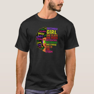Womens December Girl She Slays & Prays  December B T-Shirt
