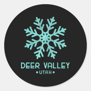 Womens Deer Valley Utah Skiing Classic Round Sticker