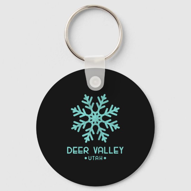 Womens Deer Valley Utah Skiing  Key Ring (Front)