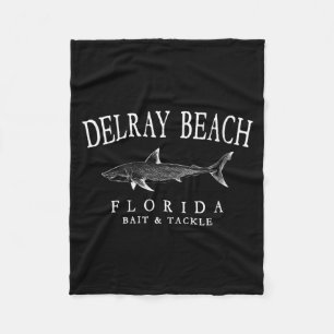 Womens Delray Beach Florida Shark Vintage White Fleece Blanket