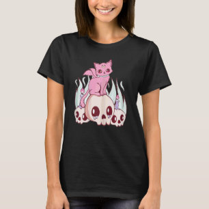 Womens Demon Cat And Skull T-Shirt