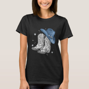 Womens Denim & Diamonds Black Tee Western Cowg