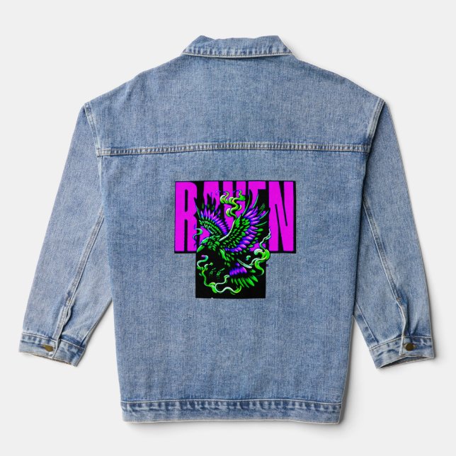 Women's Denim Jacket – Colourful Digital Design, P (Back)