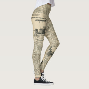 Women's Designed Digital Print Newspaper Pattern Leggings