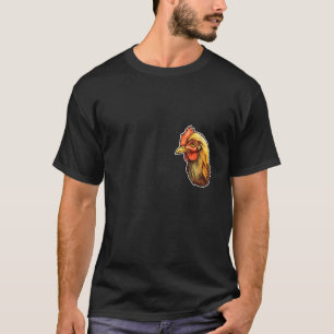 Womens Detailed Head of a Chicken Over Heart V Nec T-Shirt