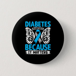 Womens Diabetes Awareness Because It S V-neck 6 Cm Round Badge