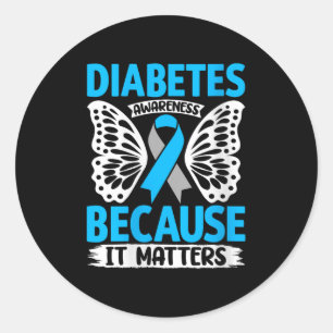 Womens Diabetes Awareness Because It S V-neck Classic Round Sticker