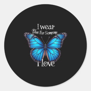 Womens Diabetes Awareness Butterfly Family Support Classic Round Sticker