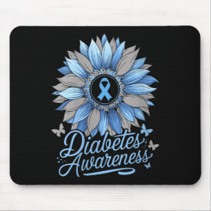 Womens Diabetes Awareness Flower V-neck Mouse Pad