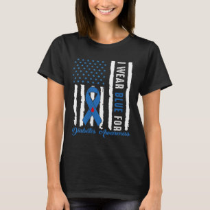 Womens Diabetes Awareness Tee Blue Ribbon Diabetes