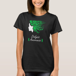 Womens Dialysis Awareness Women Butterflies Hair T-Shirt