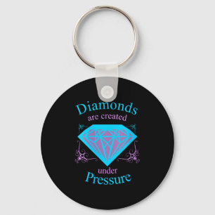 Womens Diamonds Are D Under Pressure - Motivationa Key Ring