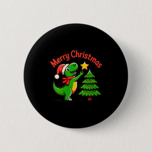 Womens Dinosaur Christmas Merry Christmas T-rex De 6 Cm Round Badge