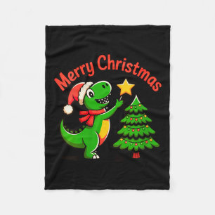 Womens Dinosaur Christmas Merry Christmas T-rex De Fleece Blanket