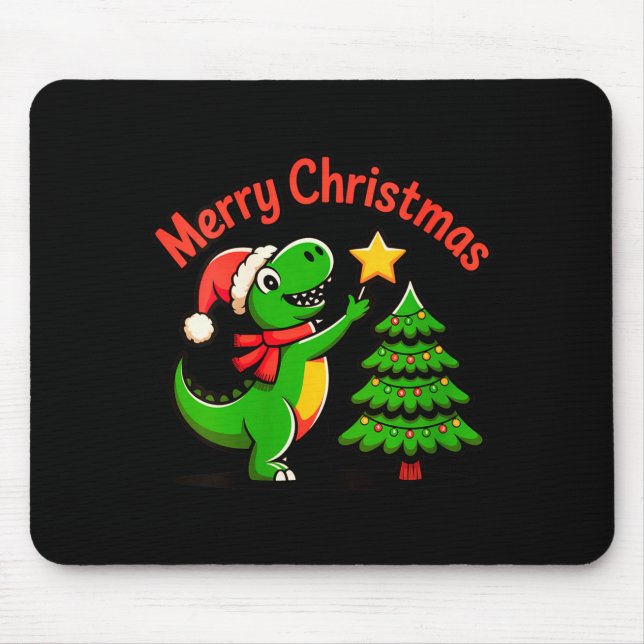 Womens Dinosaur Christmas Merry Christmas T-rex De Mouse Pad (Front)