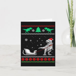 Womens Dinosaur Sleigh Merry Christmas Ugly Christ Card