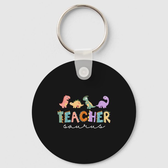 Womens Dinosaur Teacher Teachersaurus Rex Funny Di Key Ring (Front)