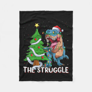 Womens Dinosaur Xmas Lights Funny T-rex Dino Men B Fleece Blanket