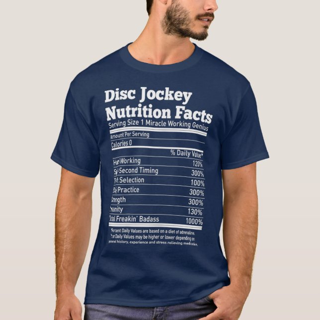 Womens Disc Jockey Nutritional Facts Funny DJ T-Shirt (Front)