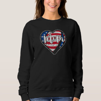 Womens Distressed American Flag Heart Rugby Mum Mo Sweatshirt
