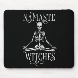 Womens Distressed Halloween Yoga Skeleton Namaste  Mouse Pad