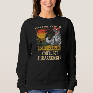 Womens Distressed Mother's Day Mothersaurus Retro Sweatshirt