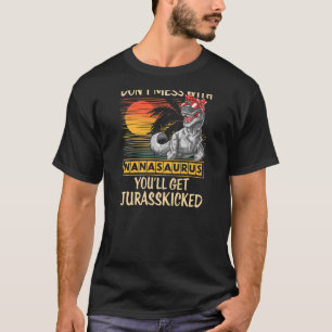 Womens Distressed Mother's Day Nanasaurus Retro Di T-Shirt