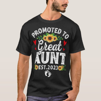 Womens Distressed Promoted To Great Aunt Est 2023  T-Shirt