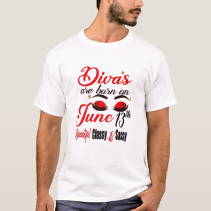 Womens Divas Are Born On June 13Th Gemini Girl Ast T-Shirt