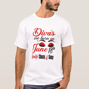 Womens Divas Are Born On June 18Th Gemini Girl Ast T-Shirt