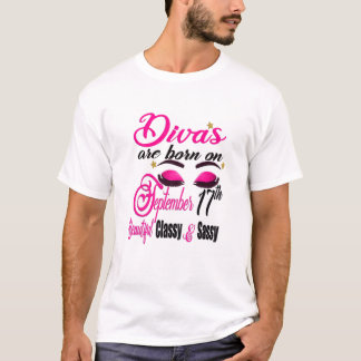 Womens Divas Are Born On September 17Th Virgo Birt T-Shirt