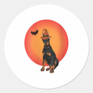 Womens Doberman Dog Halloween Gift Puppy and Classic Round Sticker