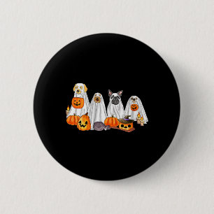 Womens Dog Ghost Cute Dog Dressed As Ghost Funny 6 Cm Round Badge