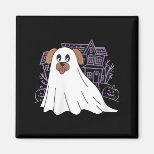 Womens Dog Ghost Cute Dog Dressed As Ghost Funny Magnet